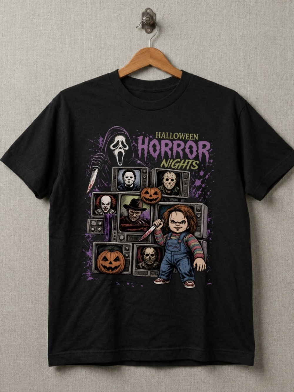 Halloween Horror Nights Retro Slashers Graphic Tee | Holidays Outfit | Gildan